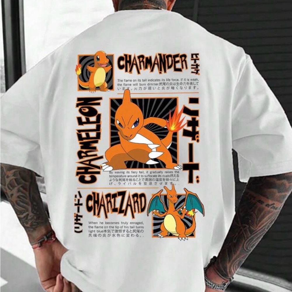 SHEIN White Charizard Graphic Tee